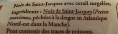 Lista de ingredientes del producto Noix de Saint-Jacques* de Normandie Reflets de France, Carrefour 300 g