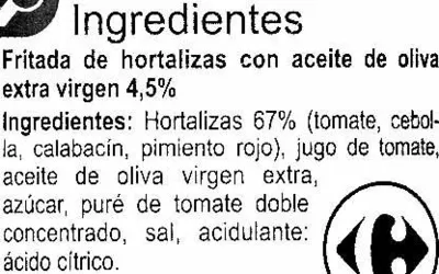 Lista de ingredientes del producto Fritada Carrefour 400 g