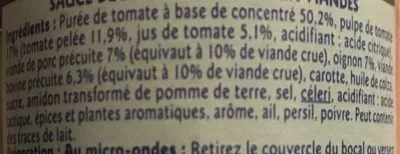 Lista de ingredientes del producto Pasta sauce Bolognaise Grand Jury 420 g