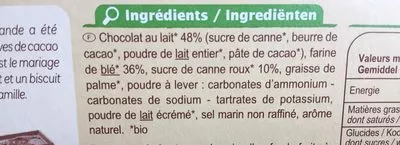 Lista de ingredientes del producto Biscuits chocolat au lait Carrefour 150 g