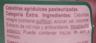 Lista de ingredientes del producto Cebollitas rojas Carrefour 