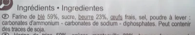 Lista de ingredientes del producto Les Galettes Bretonnes Pur beurre Carrefour 125 g