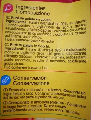 Lista de ingredientes del producto Puré clasico Carrefour 125 g