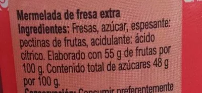 Lista de ingredientes del producto Mermelada fresa Carrefour 410 g