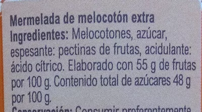 Lista de ingredientes del producto Mermelada melocoton Carrefour 410 g