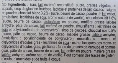 Lista de ingredientes del producto Le Feuilleté 3 chocolats Carrefour 322.5 g 650 ml