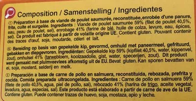 Lista de ingredientes del producto Fingers de poulet Carrefour 400 g  x 19 environ