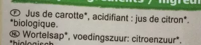 Lista de ingredientes del producto Jus de carotte bio Carrefour, CMI (Carrefour Marchandises Internationales), Groupe Carrefour 1 L