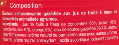 Lista de ingredientes del producto Saveur Agrumes Pétillant Carrefour 1,5 l