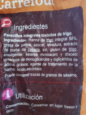 Lista de ingredientes del producto Petits pains grilles Carrefour 400 g