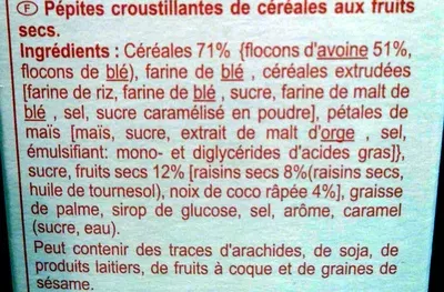 Lista de ingredientes del producto Muesli Carrefour 750 g