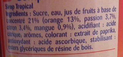 Lista de ingredientes del producto Sir'hop Tropical Carrefour Kids 50 cl