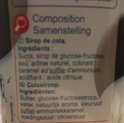 Lista de ingredientes del producto Sirop au cola Carrefour 75 cl