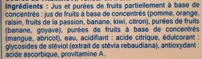 Lista de ingredientes del producto Multifruitsnectar Produits Blancs, Carrefour 2 l