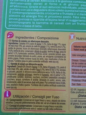 Lista de ingredientes del producto Barritas de cereales Albaricoque Carrefour 126 g (6 x 21 g)