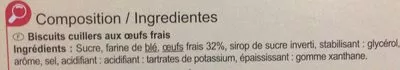 Lista de ingredientes del producto Cuillers pâtissiers Carrefour 300 g