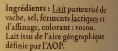 Lista de ingredientes del producto Langres APPELLATION D'ORIGINE PROTEGEE Reflets de France,  Carrefour 180 g