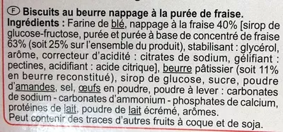 Lista de ingredientes del producto Les  Tartelettes  Carrées Fraise Carrefour 127 g