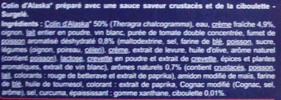 Lista de ingredientes del producto Colin d'Alaska sauce saveur Crustacés, Surgelé Carrefour, CMI (Carrefour Marchandises Internationales), Groupe Carrefour 400 g (2 x 200 g)