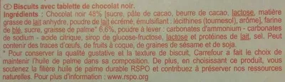 Lista de ingredientes del producto Biscuit tablette Produits Blancs, Carrefour 150 g