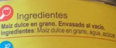 Lista de ingredientes del producto Maiz dulce Carrefour 300 g (neto), 285 g (escurrido), 425 ml (capacidad)