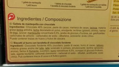 Lista de ingredientes del producto Para llevar galletas de mantequilla  tableta chocolate Carrefour 250 g