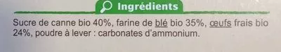 Lista de ingredientes del producto Boudoirs aux Œufs Frais Carrefour bio 125 g