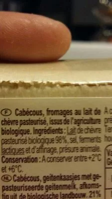 Lista de ingredientes del producto Cabécous Carrefour Bio, Carrefour 