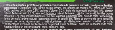 Lista de ingredientes del producto Galettes panées Sarrasin, Boulgour, Poireau Carrefour Veggie, Carrefour 200 g