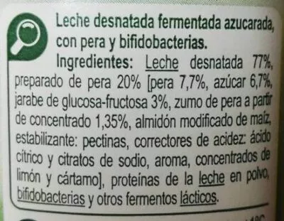 Lista de ingredientes del producto Bifidus con trozos Carrefour 500 g