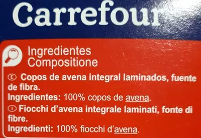 Lista de ingredientes del producto Copos de Avena Carrefour 500 g