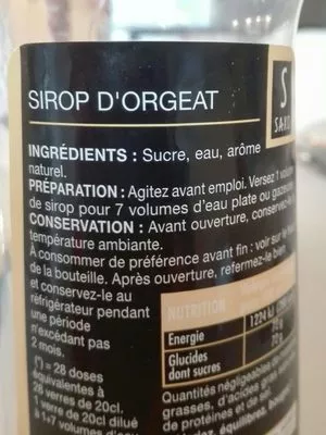 Lista de ingredientes del producto Sirop d orgeat cocktail  