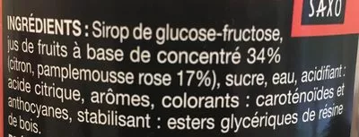 Lista de ingredientes del producto Sirop de pamplemousse rose Saxo 