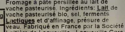 Lista de ingredientes del producto Fourme d'Ambert Bio Carrefour Bio, Carrefour 0,185 kg