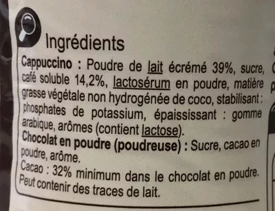 Lista de ingredientes del producto Chocolat en poudre. Carrefour 7 g