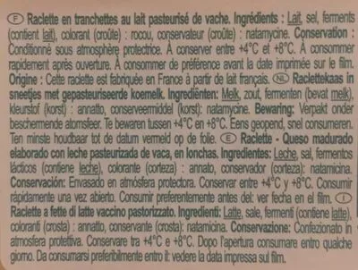 Lista de ingredientes del producto Raclette Carrefour 400 g