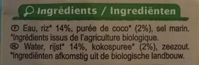 Lista de ingredientes del producto Boisson Riz Coco Carrefour 1 l