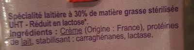 Lista de ingredientes del producto Spécialité laitière réduit en lactose Carrefour 20 cl e