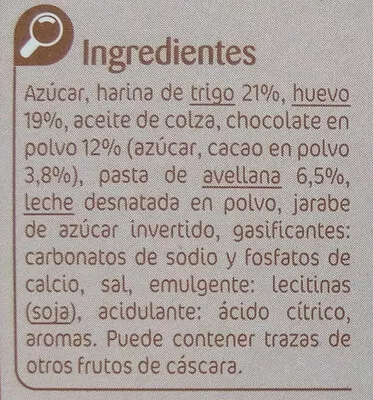 Lista de ingredientes del producto Bizcochitos Carrefour 120 g