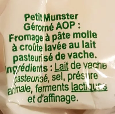 Lista de ingredientes del producto Munster gerome Carrefour 200 g