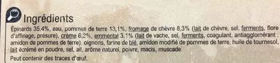 Lista de ingredientes del producto Gratin chevre epinard Carrefour 450 g