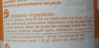 Lista de ingredientes del producto Thé instantané saveur pêche Carrefour 