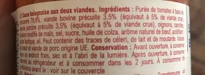 Lista de ingredientes del producto Sauce bolognaise Carrefour 