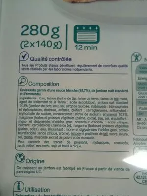 Lista de ingredientes del producto Croissants au jambon Carrefour Discount 