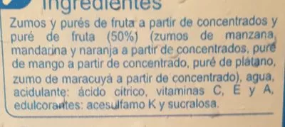 Lista de ingredientes del producto Tropical Carrefour 