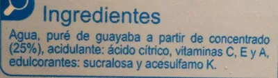 Lista de ingredientes del producto Bebida refrescante de puré de guayaba Carrefour 1 l