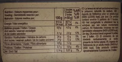 Lista de ingredientes del producto Crème glacée au chocolat Carrefour bio 450 g