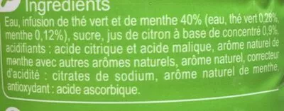 Lista de ingredientes del producto The vert infuse saveur citron & menthe Carrefour 1 l