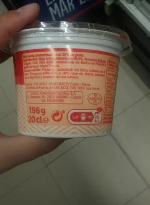 Lista de ingredientes del producto Nata ácida Carrefour 20 cl