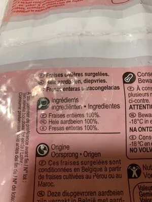 Lista de ingredientes del producto Fresas congeladas Carrefour 